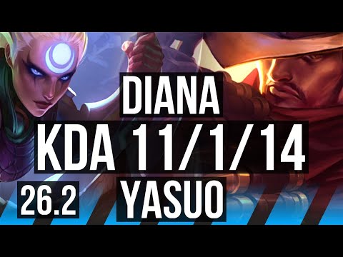 DIANA vs YASUO (MID) | Good KDA: 11/1/14 | KR Master | 26.2