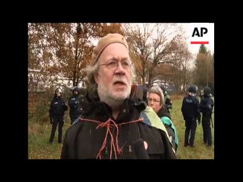 Nuclear train at German depot despite protests