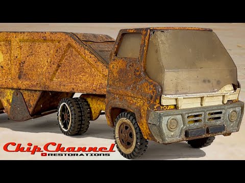 1967 Tonka Gas Turbine Cab Bottom Dump Semi Truck and Trailer Restoration Number 910