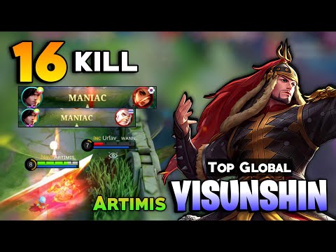 2X MANIAC! Yss Aggressive Gameplay 16 Kills! [ Top Global Yi Sun Shin Best Build ] By Artimis - MLBB
