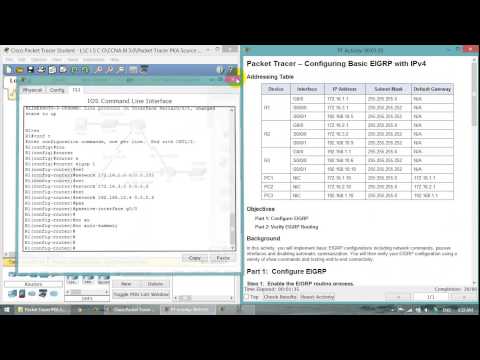 CCNA3 7.2.2.4 Packet Tracer   Configuring Basic EIGRP with IPv4