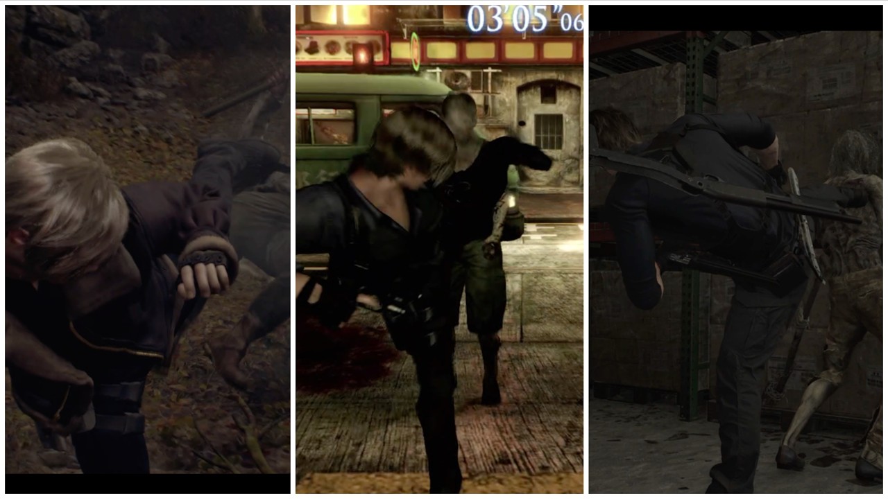 Resident Evil requiem vs RE4 vs RE6 Leon's melee attack moves comparison/バイオハザード レクイエム 過去作 体術モーション比較