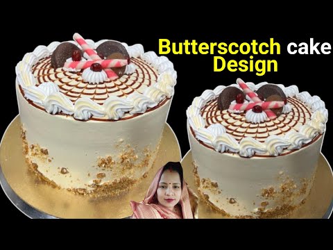 2kg butterscotch cake design /How to make ￼ butterscotch cake design