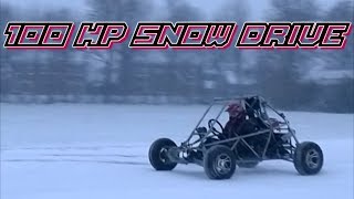 Homemade 600cc KAWASAKI buggy SNOW FUN!