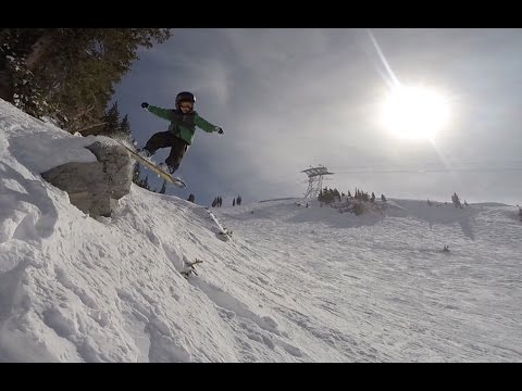 Spring break at Snowbird! Terje LaMont 4 year old snowboarder.