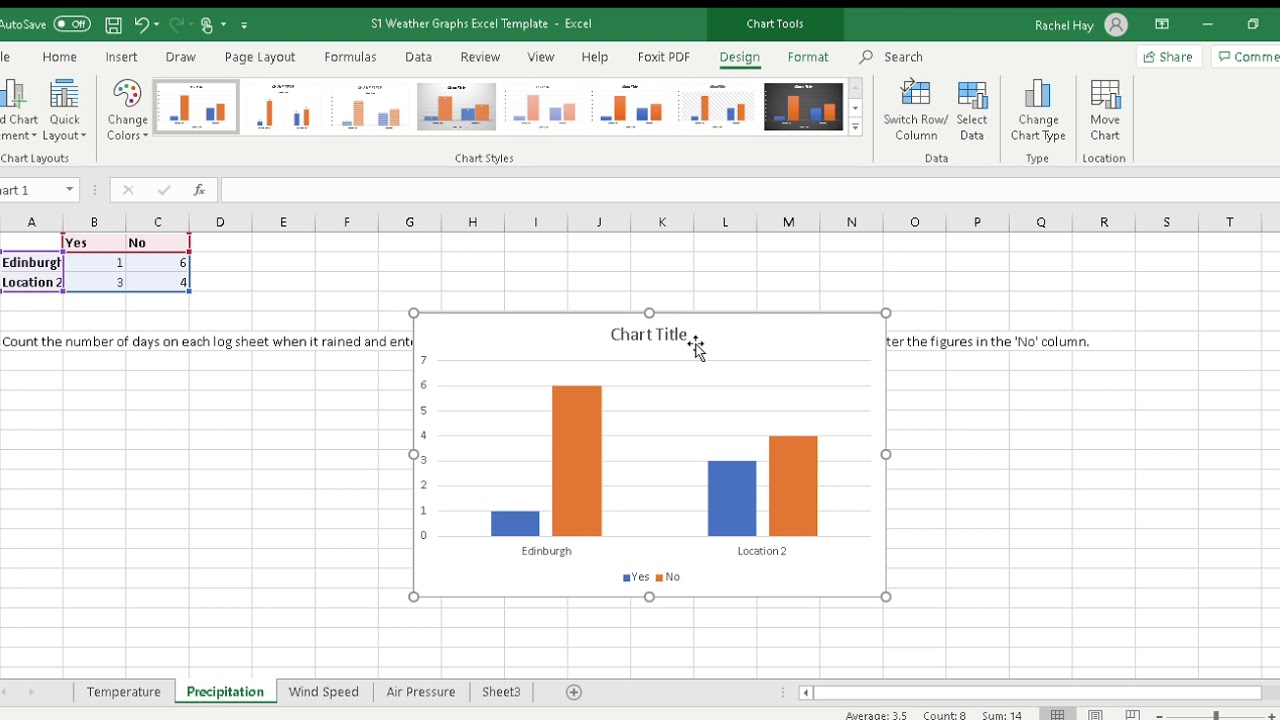 Precipitation Graph on Excel (S1 Weather Investigation)