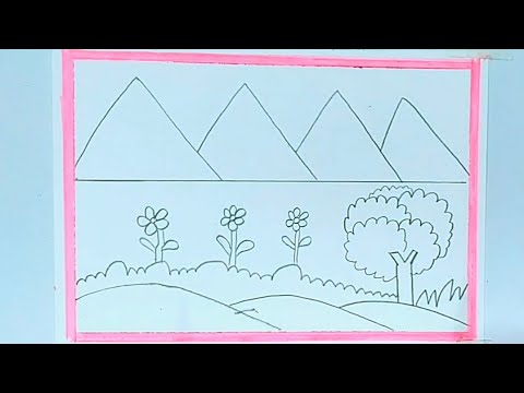 Pencil drawing 🌟 Village River Scenery Drawing 🖤 Indian Drawing With Pencil