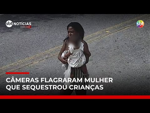 Imagens de câmeras mostram mulher presa por sequestro de crianças no RJ | #SBTNotícias