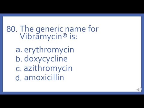 Top 200 Drugs Practice Test Question - The generic name for Vibramycin is (PTCB PTCE NAPLEX NCLEX)