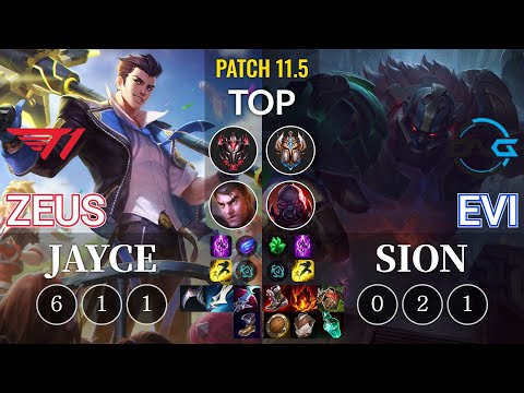 T1 Zeus Jayce vs DFM Evi Sion Top - KR Patch 11.5