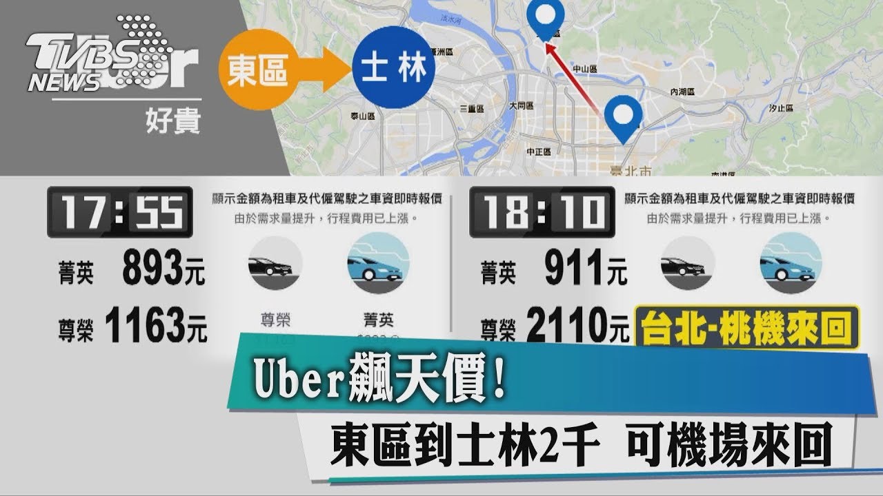 Uber飆天價！東區到士林2千　可機場來回