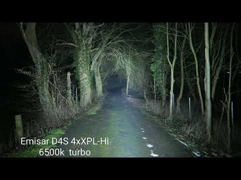 Emisar D4SV2 4xW2 6000k turbo - Emisar D4S 4xXPL Hi 6500k  turbo comparison