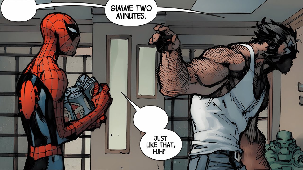 Spider-Man Cleans Wolverine's Face