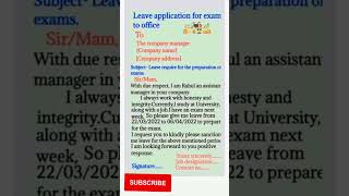 Leave Application For Exam To Office