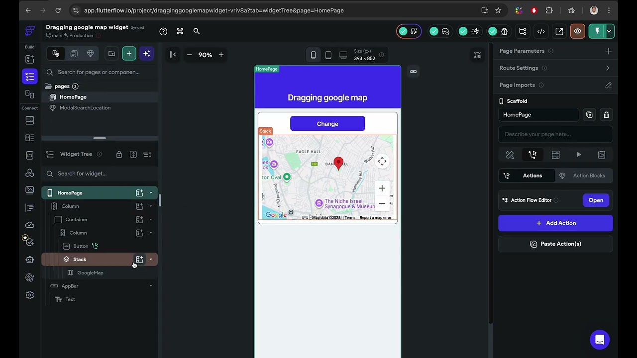 Flutterflow Dragging google map widget