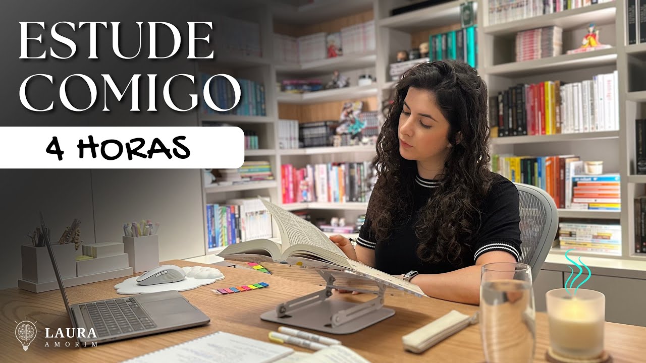 Estude comigo em TEMPO REAL (4 horas) #142 | Study with me | Laura Amorim