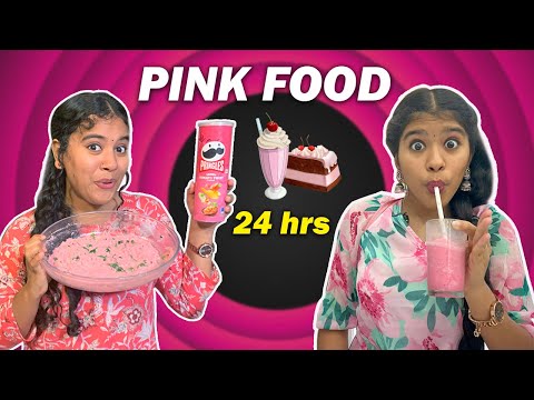 🔥We Ate Only PINK FOOD🩷 for 24 hrs😱 || Food Challenge Tamil😋 || Ammu Times ||