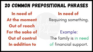 20 Prepositional Phrases with Meanings and Examples | English Grammar Made Easy