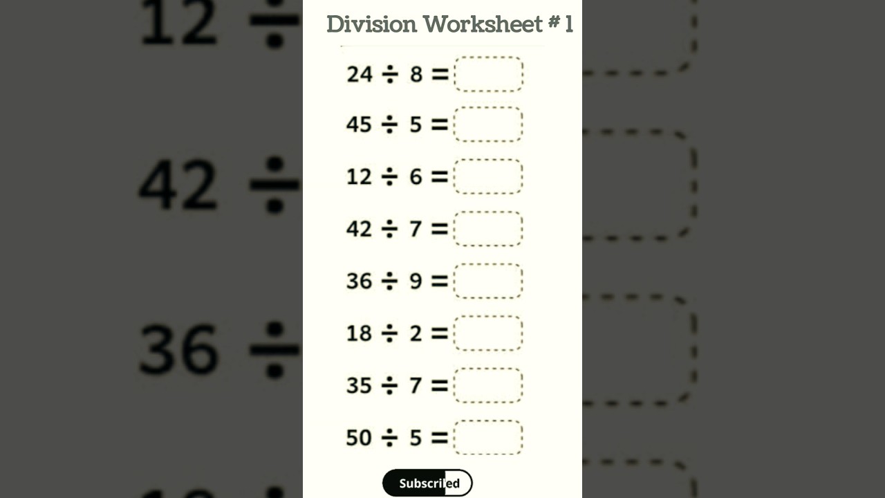 Division worksheet part 1 | Basic Division part 1|