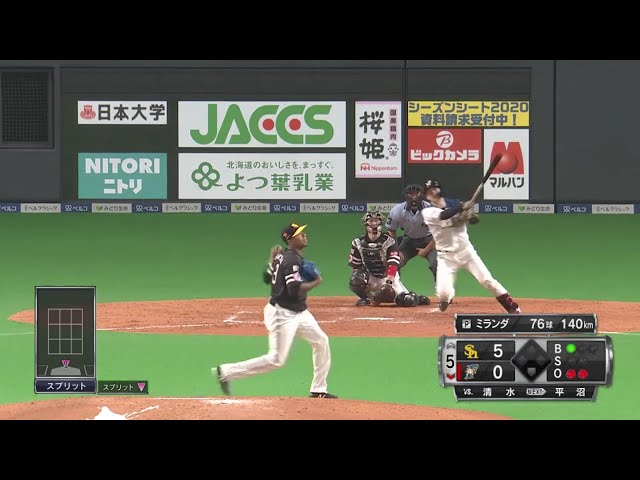 【5回裏】ファイターズ・清水 左中間スタンドへ運ぶ2号ソロHR!! 2019/8/3 F-H