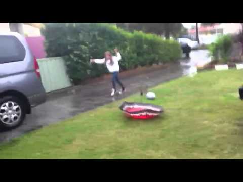 Shayni slipping & sliding.