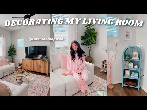 Decorating + organizing my NEW apartment living room | pinterest inspired, shopping, cleaning & more