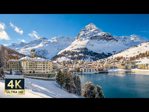 St. Moritz Switzerland 🇨🇭 4K Winter Walking Tour 2024