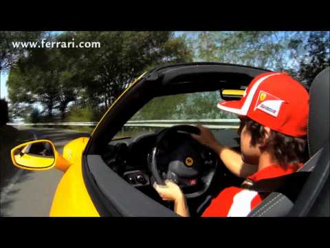 Fernando Alonso behind the wheel of the Ferrari 458 Spider