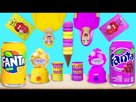 YELLOW VS PURPLE COLOR FOOD CHALLENGE | EATING ONLY ONE COLOR FOR 24 HOURS BY CRAFTY HYPE