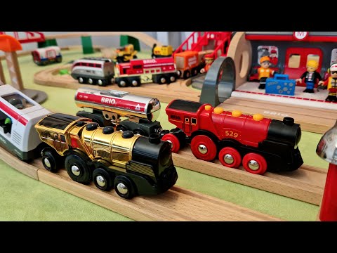Build and play with a wooden train city