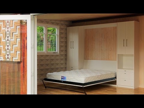 Tiltaway bed installation and personalised shutter-making for the sleepout