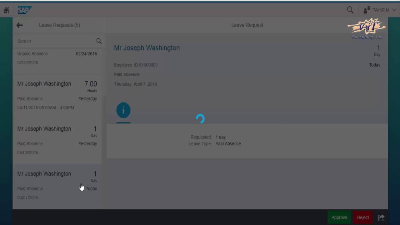 Approve Leave Request - HCM V3iT