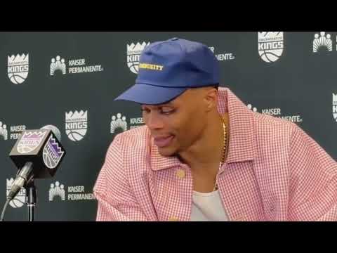 Russell Westbrook on enjoying “taking care of business” against his former team Lakers tonight at G1