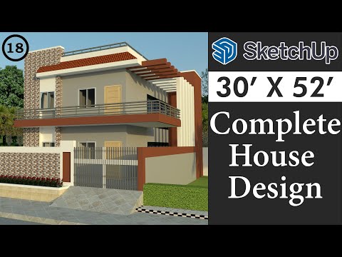 30 X 52 House Design in Sketchup for Beginners || Tutorial in Hindi