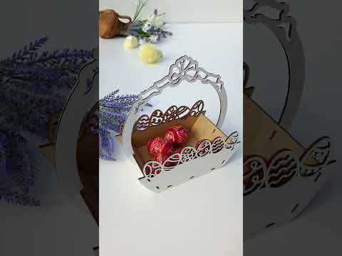 №64 Кошик з писанками - 22 х 12,5 х 9,8 см З ручкою ~ 23 см