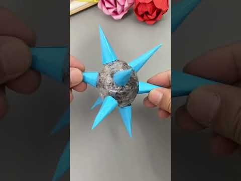 How to make paper spiked ball and paper chain #crafts #papercraft #amazing #art #ideas #spiked
