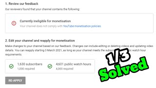 your channel does not comply with youtube monetisation policies english