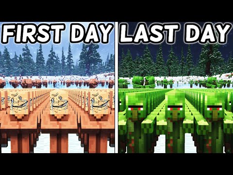 I Made 100 Villagers Simulate Survival On the Zombie Apocalypse Island in Minecraft