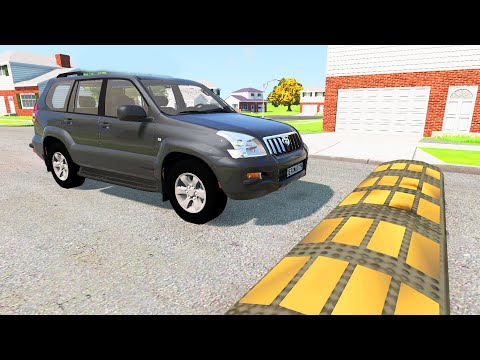 Cars, Trucks And Police Car Vs Massive Speed Bumps - BeamNG.Drive