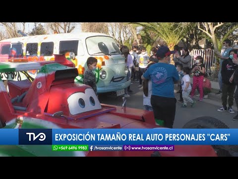Exposición tamaño real auto personajes de la película Cars, en El Manzano San Vicente de Tagua Tagua