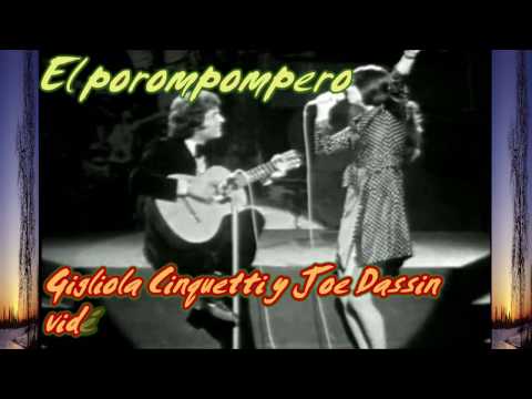 Gigliola Cinquetti en une petite partie de '' El porompompero''avec Joe Dassin à la guitare.