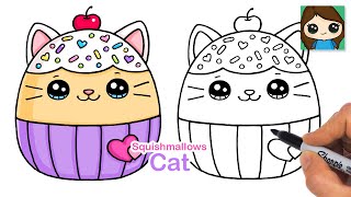 How to Draw a Cupcake Cat 🧁 Squishmallows