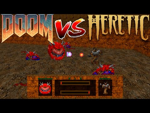 Cacodemon vs Ophidian - CROSSOVER FIGHT - DOOM vs HERETIC Monster Infighting