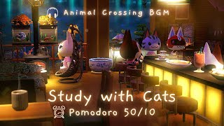 ⏰️Pomodoro 50/10 • Aquarium Café | Music version | Study with Cats | Fireplace + Aquarium ambience🎧🐈