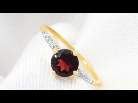TELEIOS LUXE 18K GOLD 0.8CT ROUND GARNET 0.07CT DIAMONDS RING - 6.5 US - TL0000073