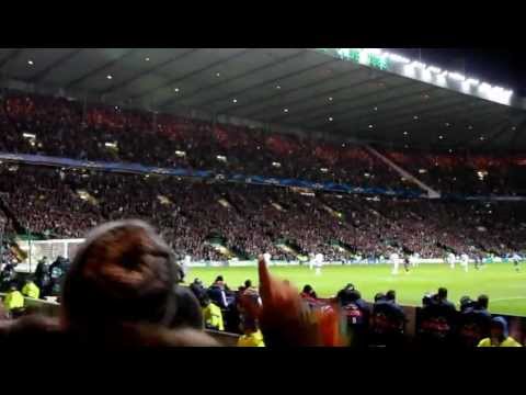 Celtic fans sing Just Can't Get Enough - Celtic 2 - 1 Barcelona 07/11/12