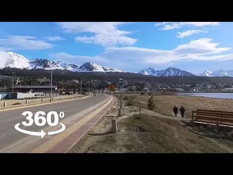 360 Video walking through Ushuaia city in Tierra del Fuego, Argentina