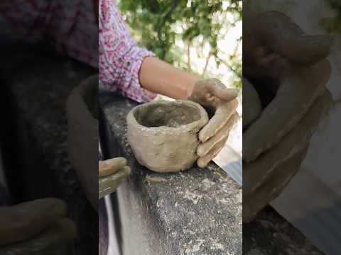 Village vibes🍂//Making pot from organic Clay🌿// #diy #craft #shortvideo #clayart
