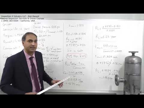 API 510 calculation for Minimum Required thickness and Remaining Life API 510 Exam Question