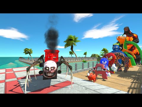 Choo Choo Charles vs Godzilla Burning OASIS DEATH RUN - Animal Revolt Battle Simulator